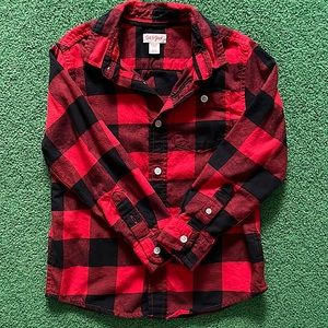 Boys Long sleeve flannel button up shirt.